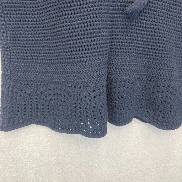 J. Jill Womens Open Knit Crochet Sweater Women's Small Blue Lace Up Oversized - Picture 7 of 12